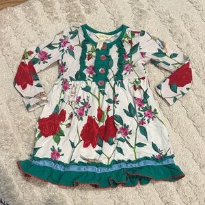 Matilda Jane Floral Kids Dress with Red and Green